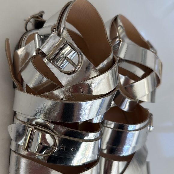 IRO Xoey Flat Sandals Mirrored Silver with Buckles Womens size 39/ 9 - Picture 4 of 16